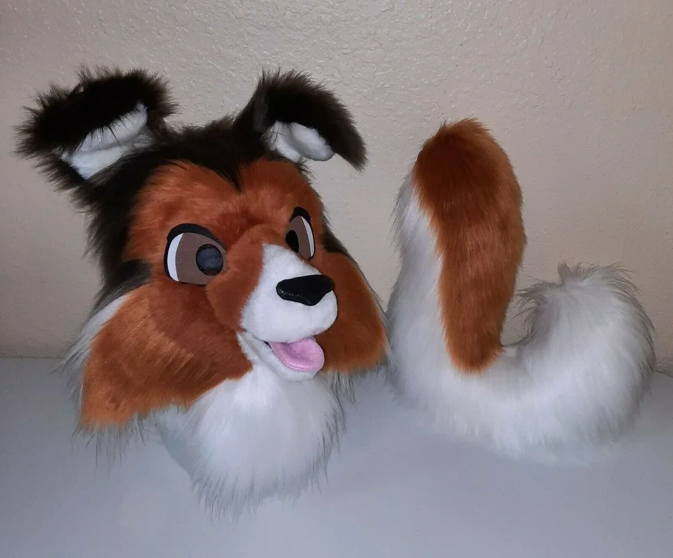 Dog Fursuit Partial Animal Costume Mascot Head and Tail |