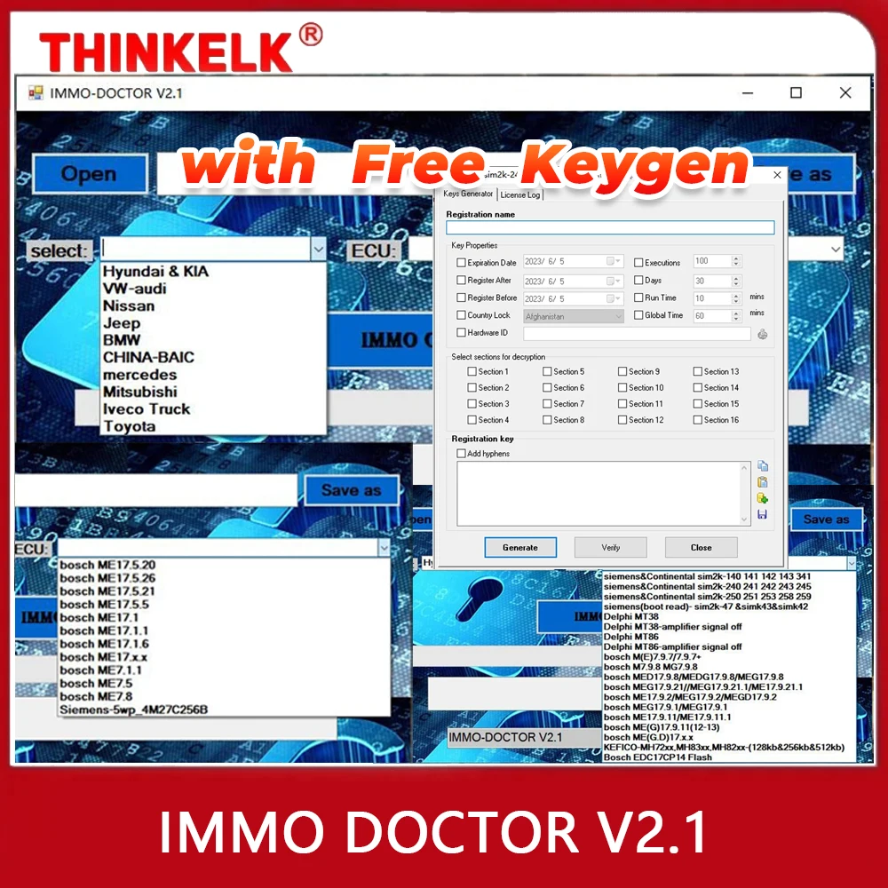 

2023 IMMO DOCTOR V2.1 с неограниченным генератором ключей, многофункциональное программное обеспечение Immo, Чип ECU для тюнинга sim2k MT38 ME 17.9.2 MED17.9.8