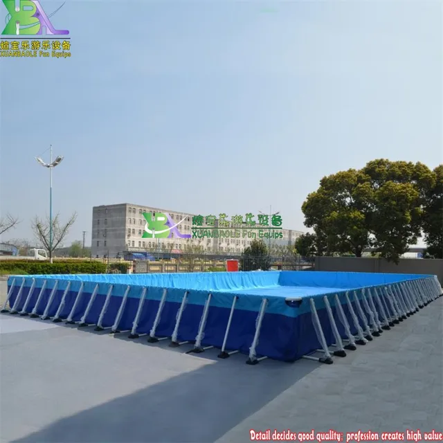 Rectangle Metal Frame Paddling Pool 0.9mm PVC Tarpaulin For Water Park 4