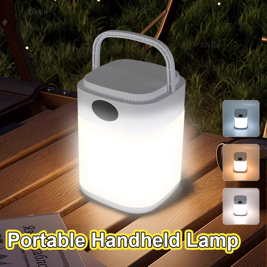 LED Portable Lantern Remote Control Night Light With Hook Camping Lamp Touch Dimmable Bedroom Beside Floodlight Work Lamp