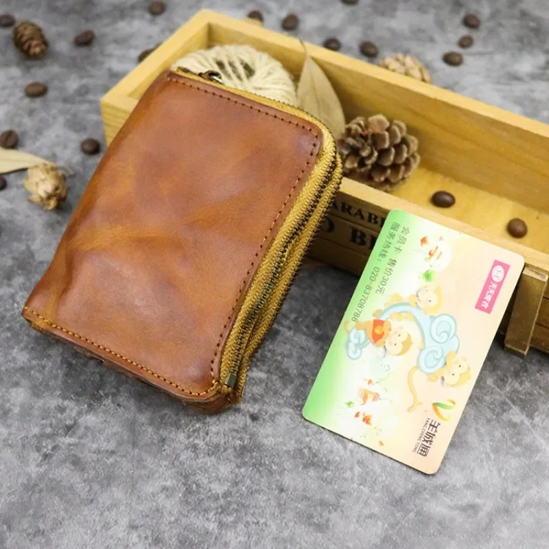 

Vintage vegetable tanned leather multi-card multi-function wallet buckle wallet banknote wallet Driver's license