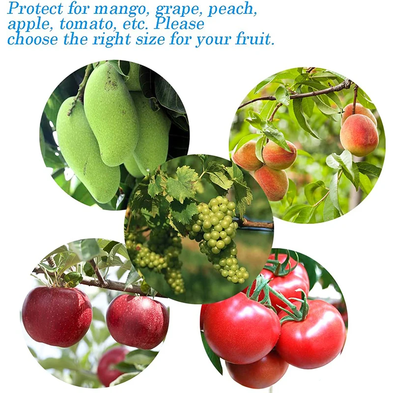 100Pcs Strawberry Grapes Fruit Protection Bags Garden Drawstring Netting Bag Agricultural Orchard Anti-Bird Vegetable Mesh Bags