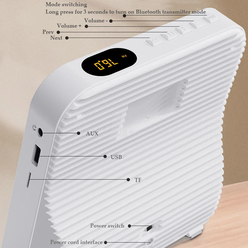 Woopker CD Player Portable KC-718 Hifi Bluetooth Dual Speakers FM Radio Headphone Mode USB Stereo CD Device With Remote Control