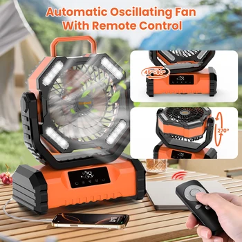 2025 New 20000mAh Portable LED Camping Fan with Touch Control, 5-Speed USB Rechargeable, Long Battery Life, Camping Accessories 1
