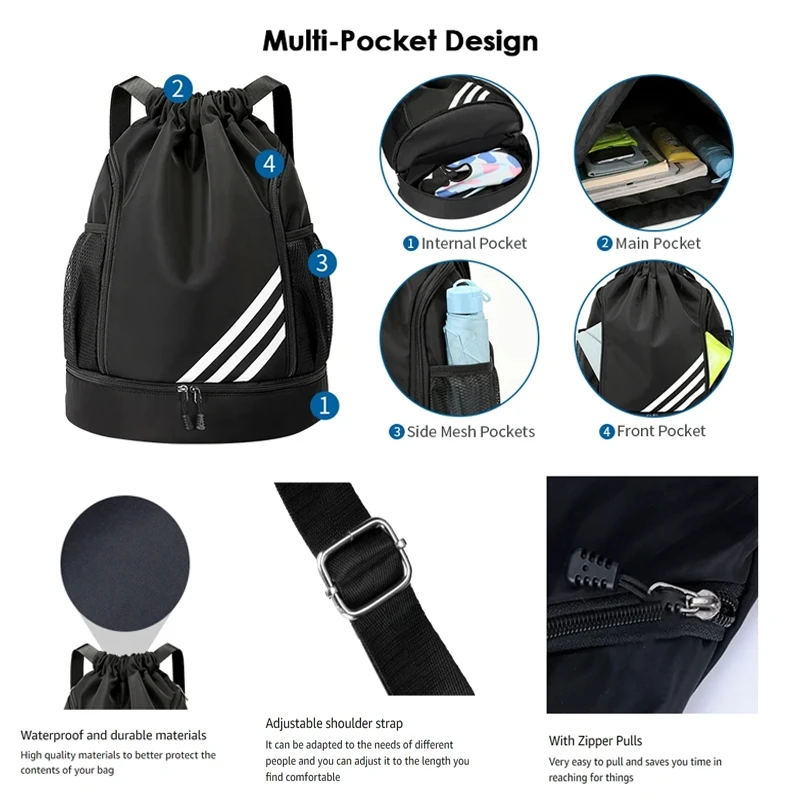 Sports Bag Women's Drawstring for Male Large Cycling Basketball Female Weekend Luggage Travel Yoga Backpack Men