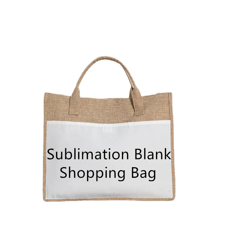 Linen Shopping Bag Sublimation Blank Reusable Natural Beach Tote Bags Girls Trip Gifts Tote Vintage Handbag For Print Image