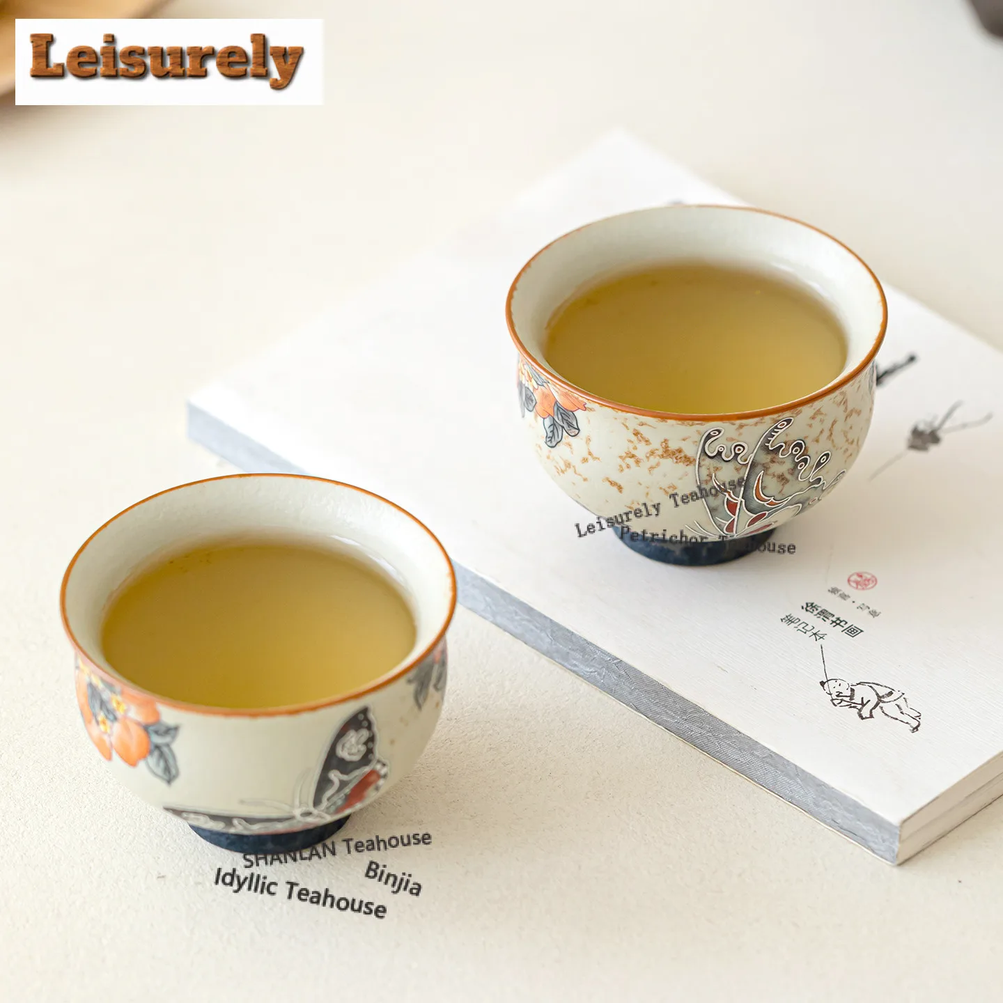 Caramel Glaze Peach Butterfly Dance Teacup Retro Tea Bowl Tea Pair Tea-tasting Smelling Cup Jianzhan Master Cups Tea Ceremony
