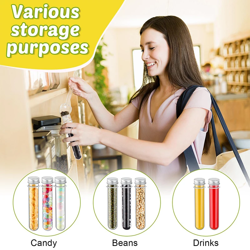 Clear Plastic Test Tubes 10Pcs 40ml Clear Bath Salt Tubes Test For Plants Scientific Experiments Candy Storage