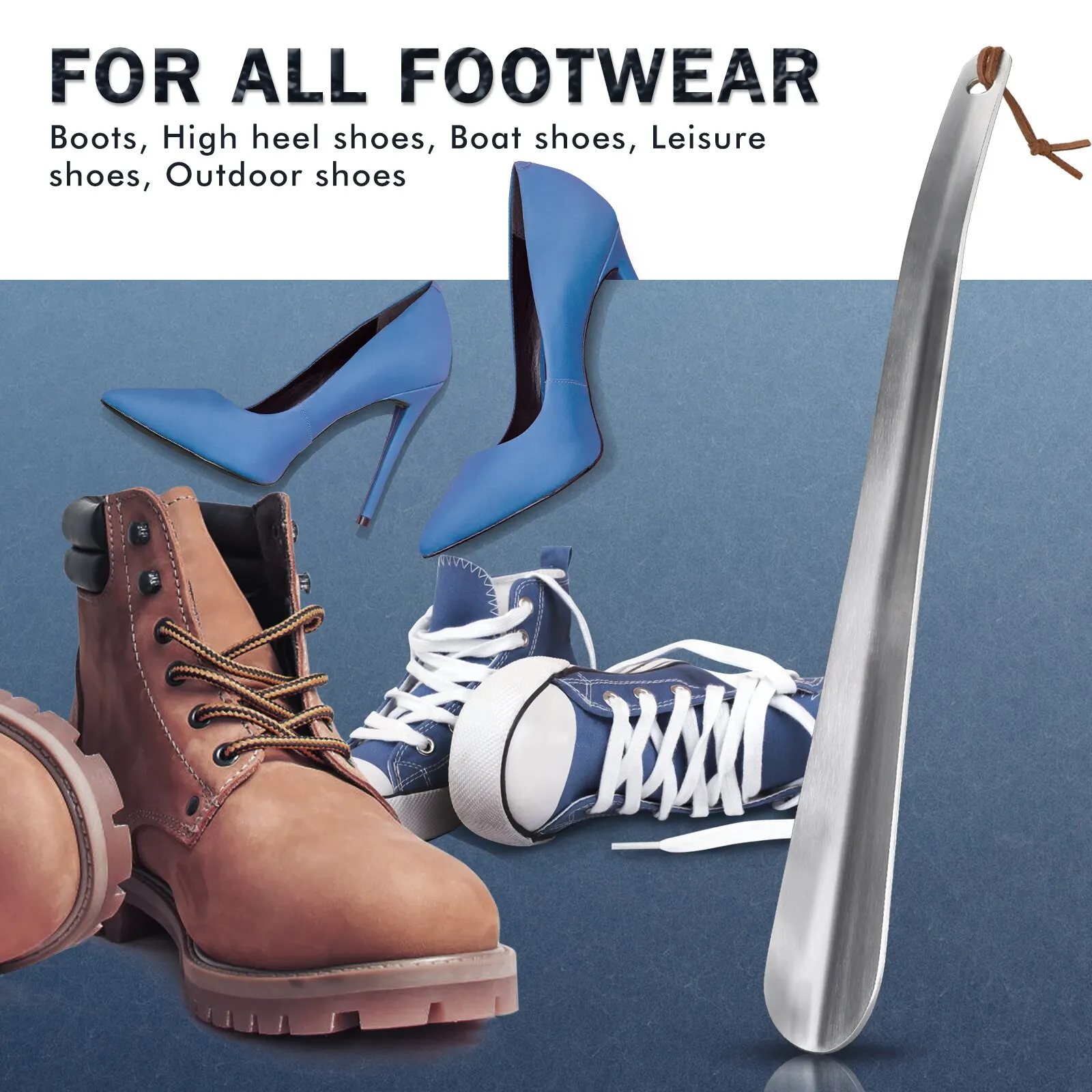 Calzascarpe Lungo In Metallo ZOMAKE - 42cm Con Manico In Pelle Per Anziani E Donne Incinte - Foto 8