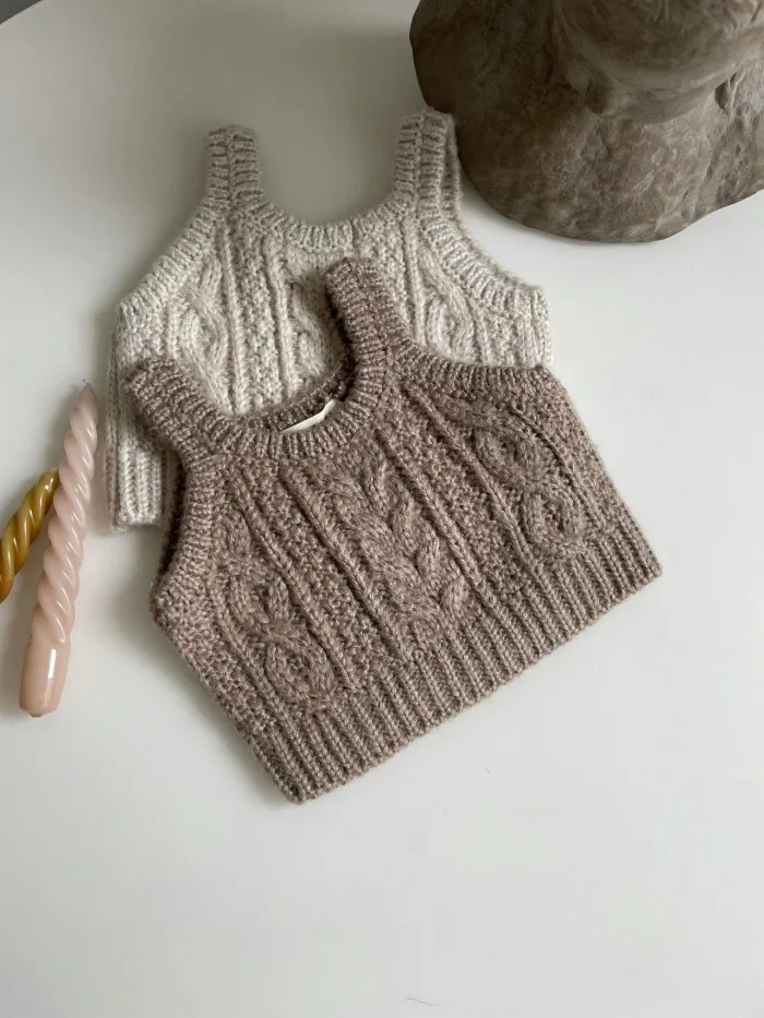 Baby Clothes Knitted Vest Spring Autumn Hemp Pattern Baby Boy Girl's Waistcoat fur vest,children down vest