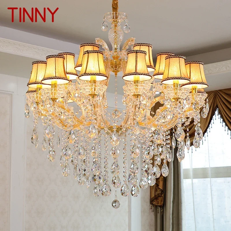 

TINNY Luxurious Candle Pendent Lamp European Style Crystal Lamp Living Room Restaurant Villa Duplex Building Chandelier