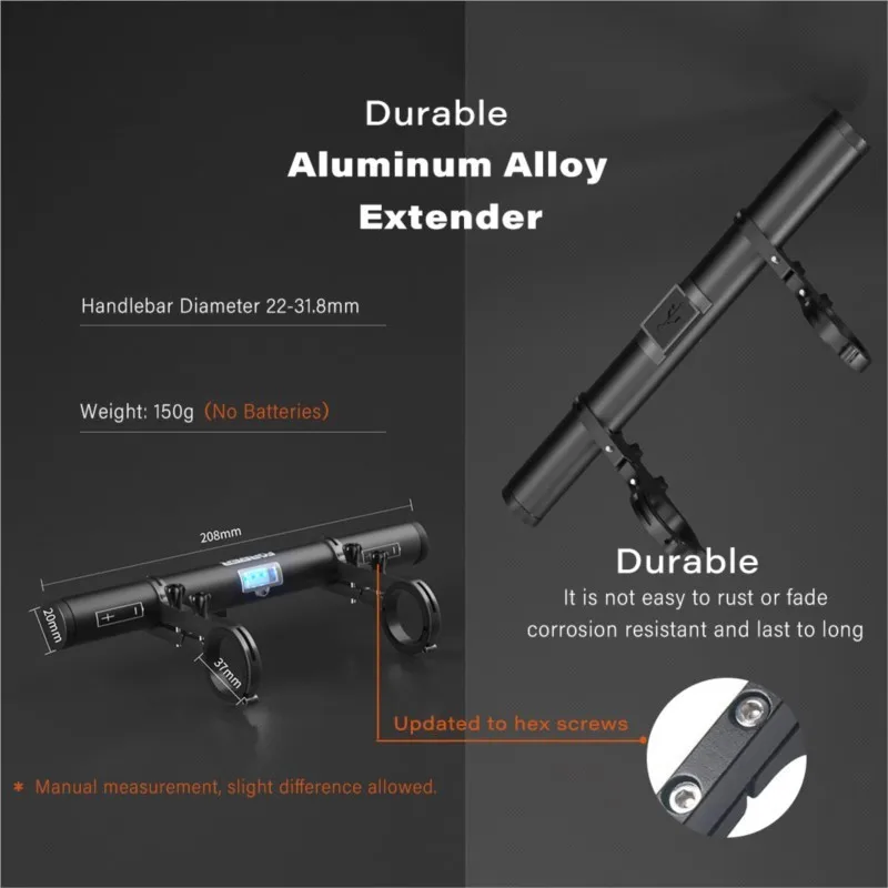 MTB Handlebar Extender Bicycle Extension Bracket Bar Bike Headlight Mount Gopro Phone Holder Support Rack Handlebar Adapter