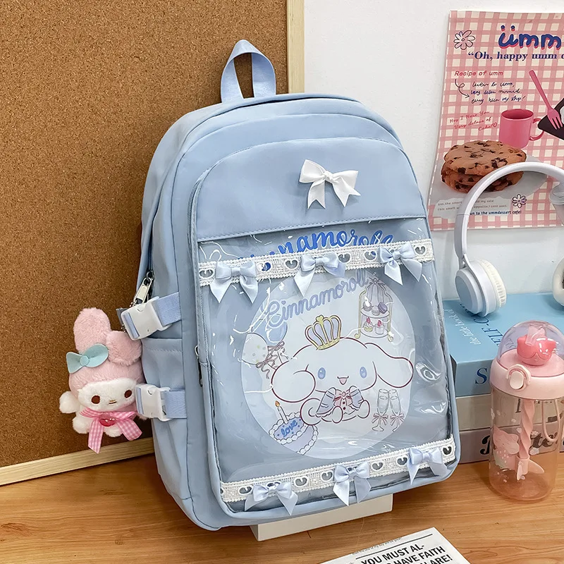 MBTI Cute Kuromi Backpack Women Nylon Pink Fashion Kawaii Casual Designer Youth School Backpacks Large Capacity Sweet Bow Bag