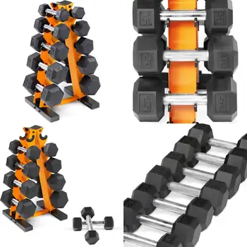 Rubber Hex Dumbbell Set 5–25lb 1