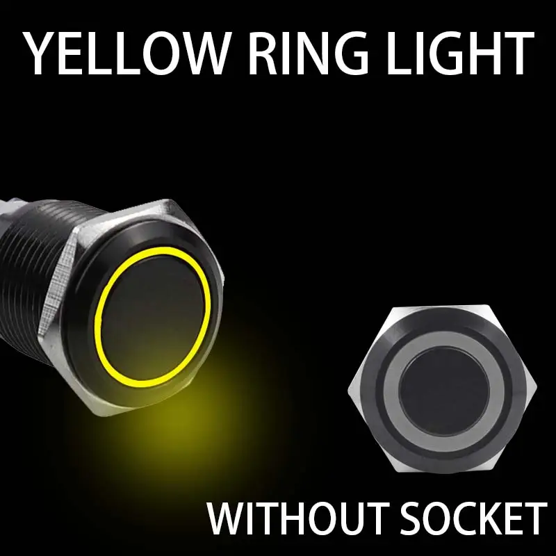 12/16/19/22mm Black shell Push Button Switch Metal Waterproof Latching Momentary LED Light Car Engine Power Switch Blue Red HUSA - Image 9
