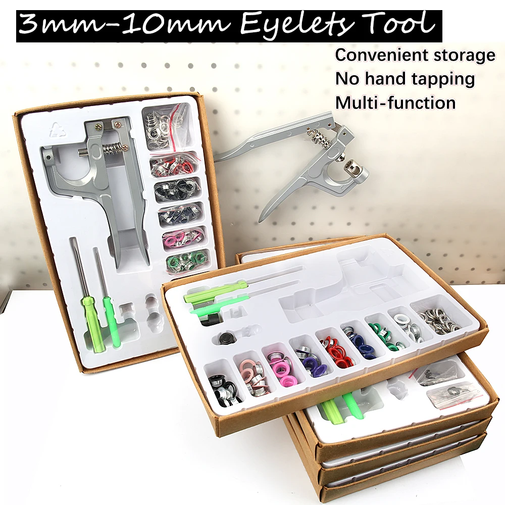3-10mm Metal Eyelets Grommet Multifunctional Punching Tool DIY Round Rings for Shoes Scrapbooking Leather Craft Tools Kit