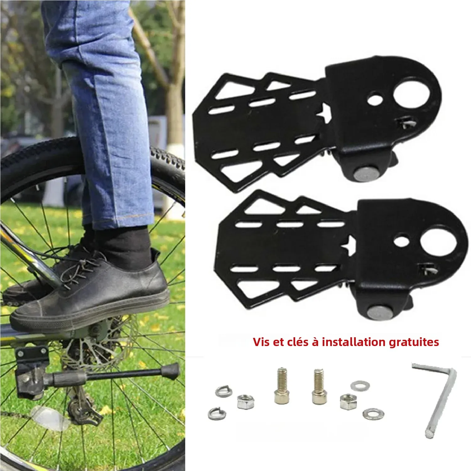 Repose-pieds de moto pliable pour vélo et vélo électrique – Design peu encombrant et antidérapant pour plusieurs modèles, compact et miniature