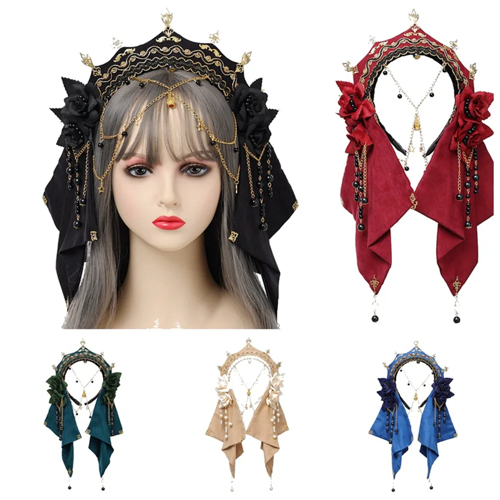 

Gothic Lolita Tudor Crown Headpiece Baroque Renaissance Headband Elizabethan Hood Coronet Tiara Queen Anna Tiara French Hood