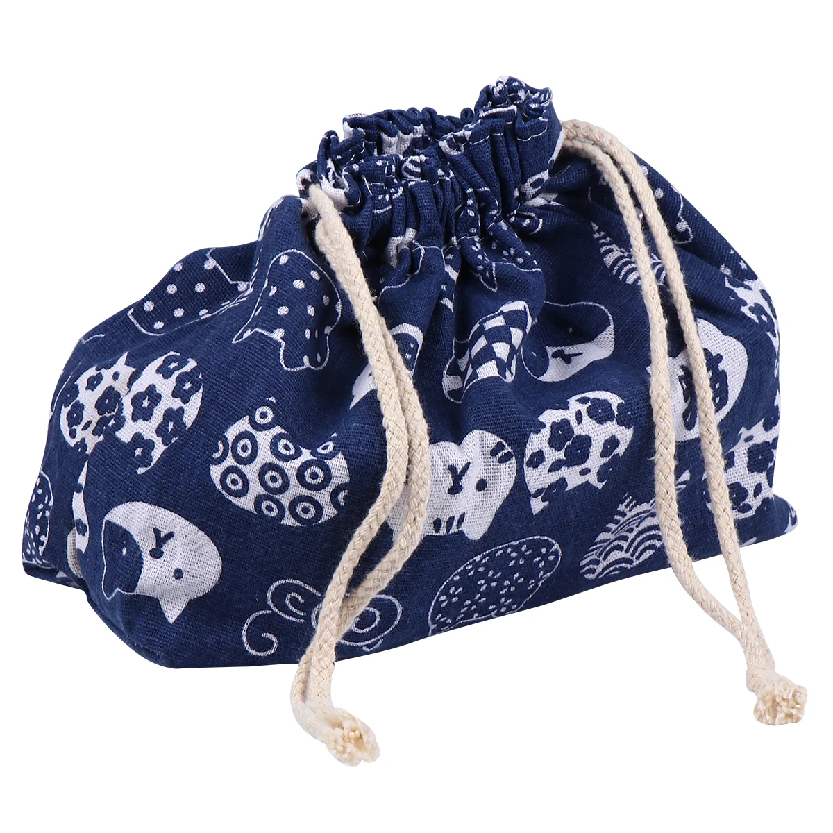 

Thickened Lunch Box Bag Japanese Style Drawstring With Cotton And Hemp Drawstring Portable Children Travel Tableware Storage Bag