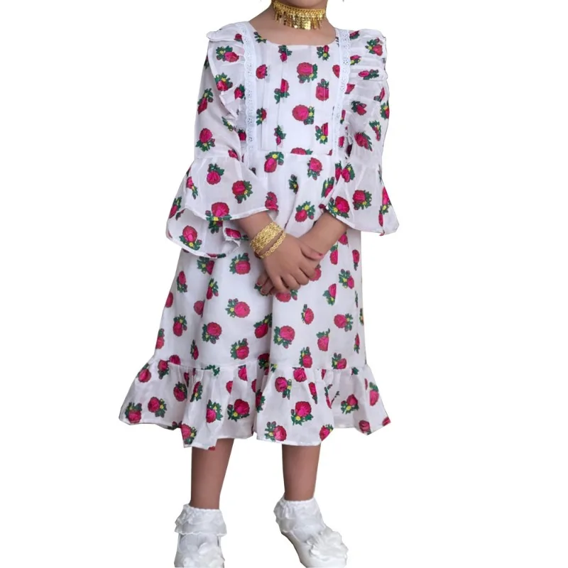 Girls' Clothing Abaya Parent-Child Clothes Printed Baby Dress Bell Sleeve open abaya  evening dresses  abaya dubai