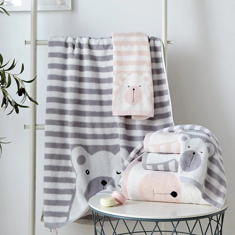 Adult Bath Towel Cute Cartoon Household Cotton Towel Water Absorption