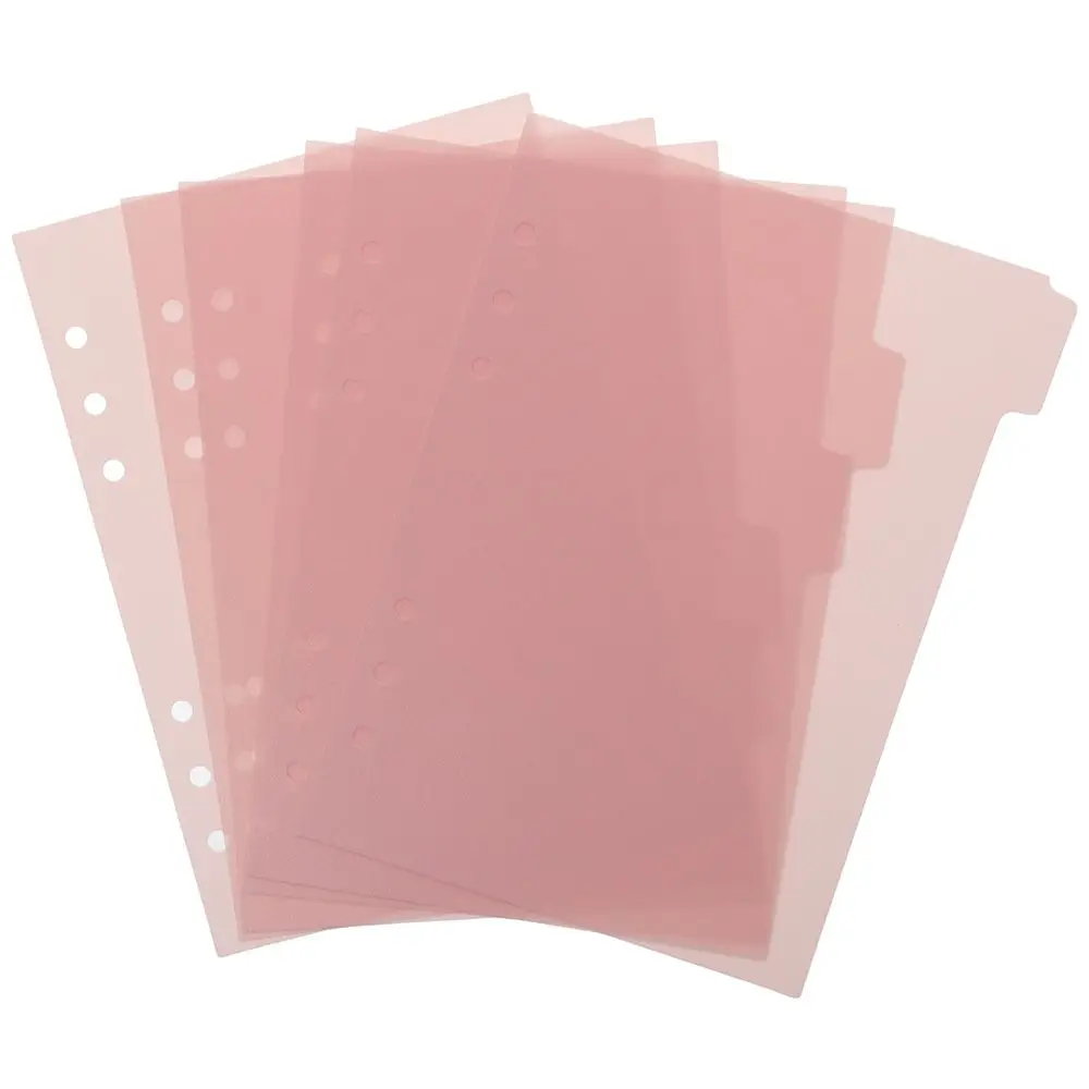 6 PCS 플래너 6 PCS 바인더 디바이더 6 링 플라스틱 인덱스 페이지 탭 핑크 A5 바인더 인덱스 디바이더 홈