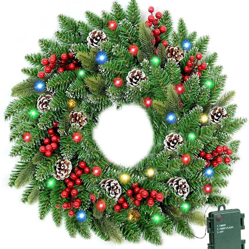 

60cm Exquisite Lantern Christmas Wreath Vine - Ideal Christmas Room Outdoor Home Decoration Supplies 2024 Door Wreath.