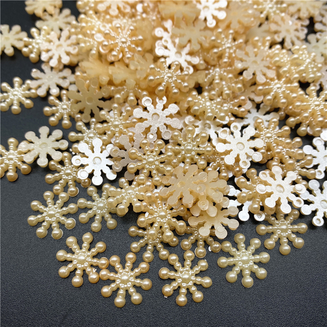 15mm White Ivory Snowflake Shape Beads Craft Imitation Pearls Flatback For Art Scrapbooking DIY Decoration