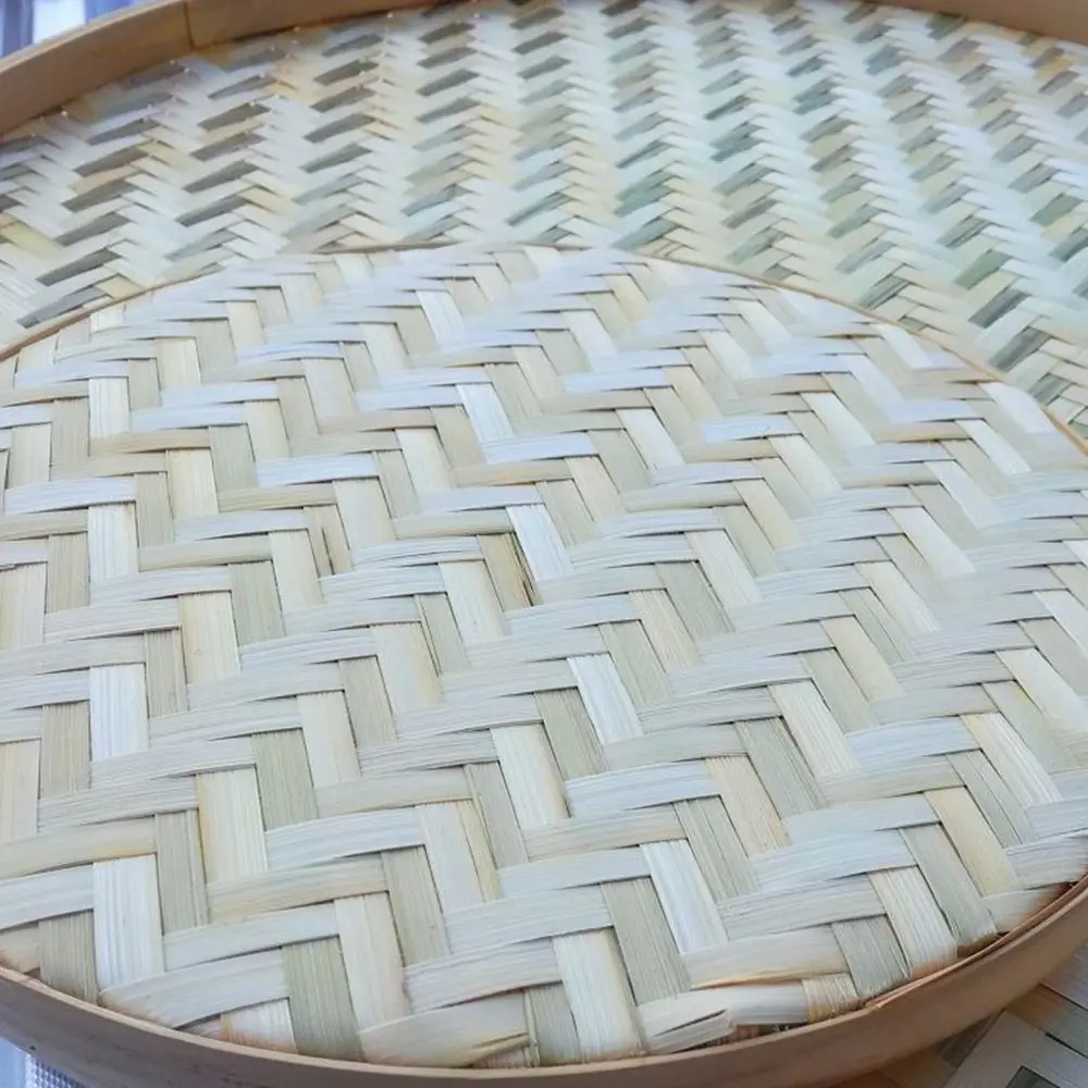 New Arrival Fruit Bread Basket Fruit Bread Basket Weaving Bamboo Sieve DIY Decorative Storage Trays Raft Round Dustpan 2