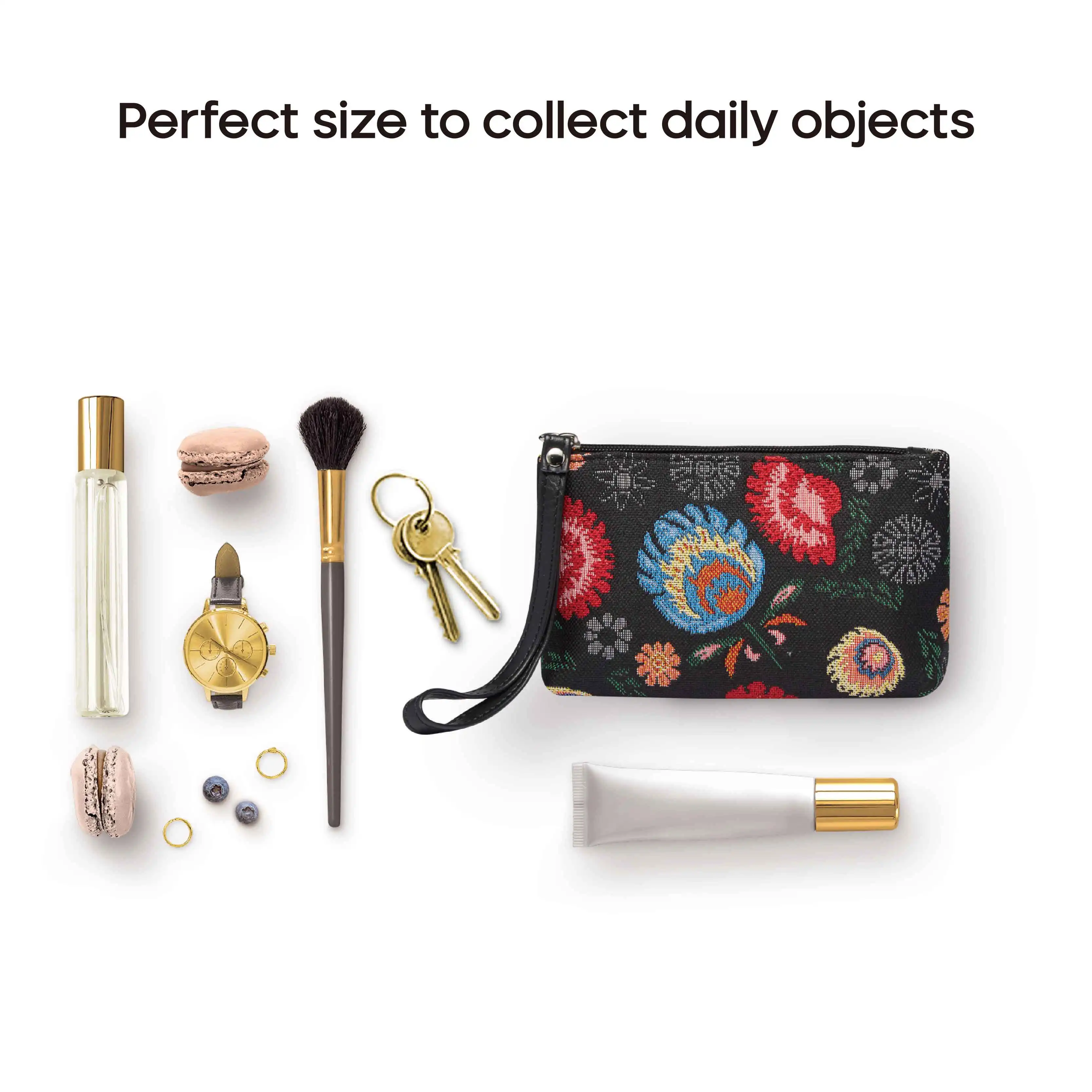SAJA Wrist Bag Wristlets Coin Purses Women's Wallet Tapestry Bags Pouch Garden Flower Lipstick Credit Cards Cash Holder For Gir