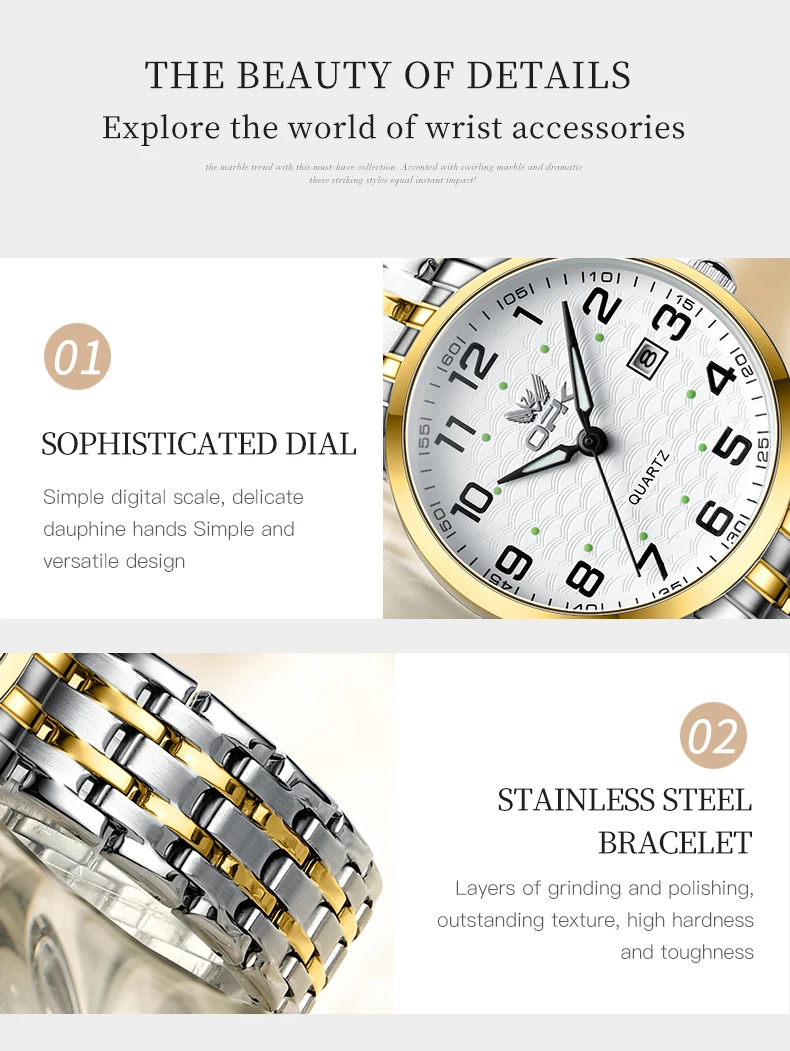 OPK Original Women Watches Top Luxury Waterproof Stainless Steel Dual Color Watch Elegant Dress Ladies Wristwatches Reloj Mujer 6