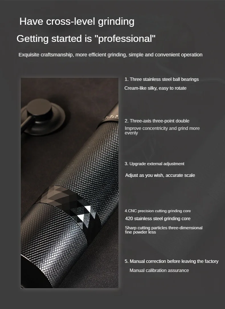 S0defe4129a534f639b973a2b258f5e687 External 1.0 Manual Coffee Grinder High Quality Portable Titanium Plated 7 Star Stainless Steel Burr For Espresso Kitchen Tools