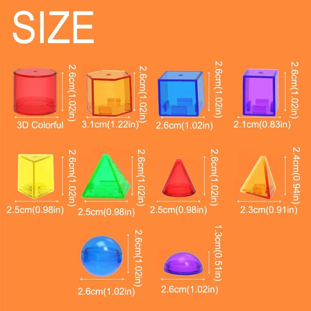 3D Kid Montessori Toy Creative Translucent Montessori Table Toys Geometric Shapes Blocks Sensory Activity Sensory Learning Toy