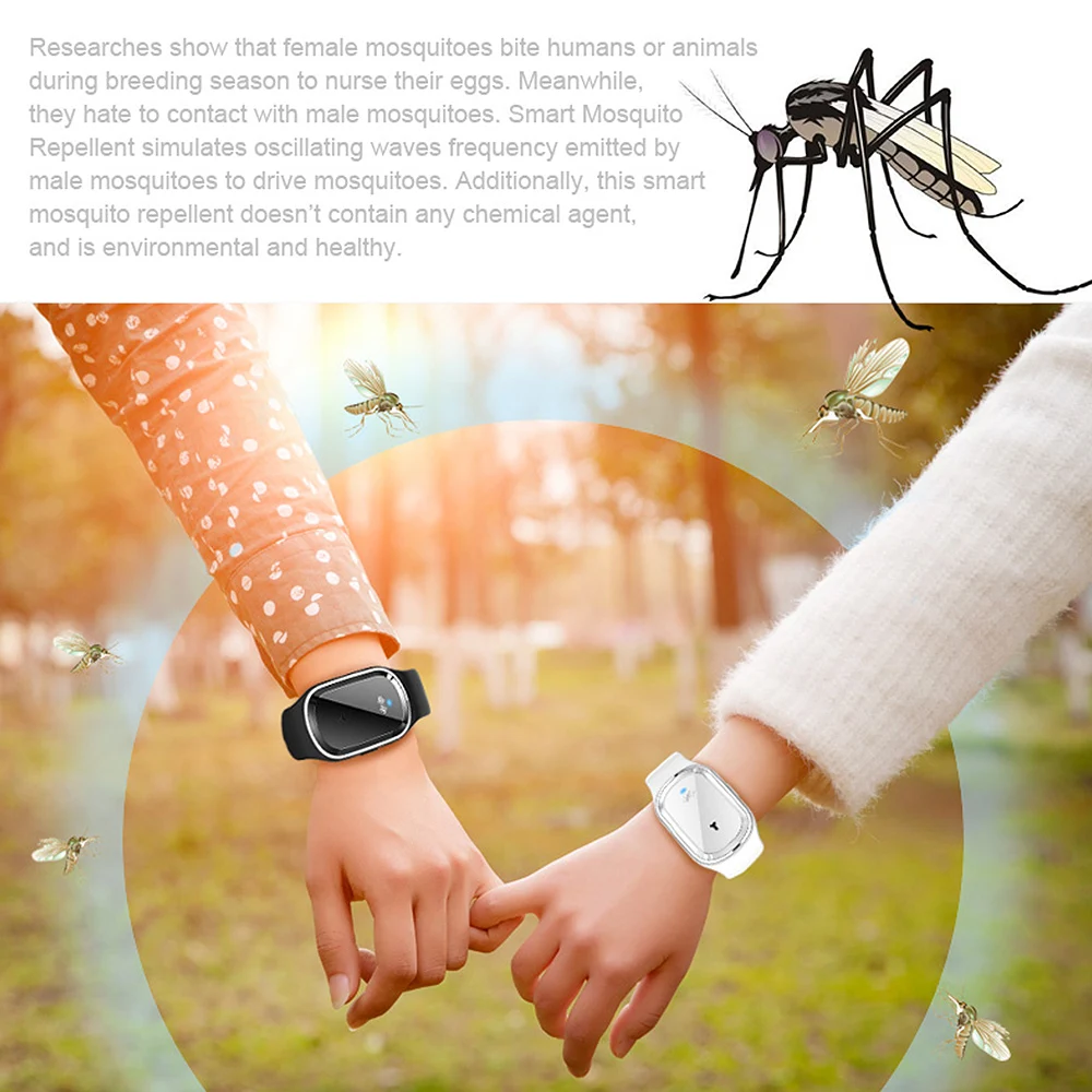 Ultrasonic Outdoor Mosquito Repeller Mosquito Repellent Bracelet  Bracelet Ultrasonic Anti-mosquitos Watch For Garden Can Charge
