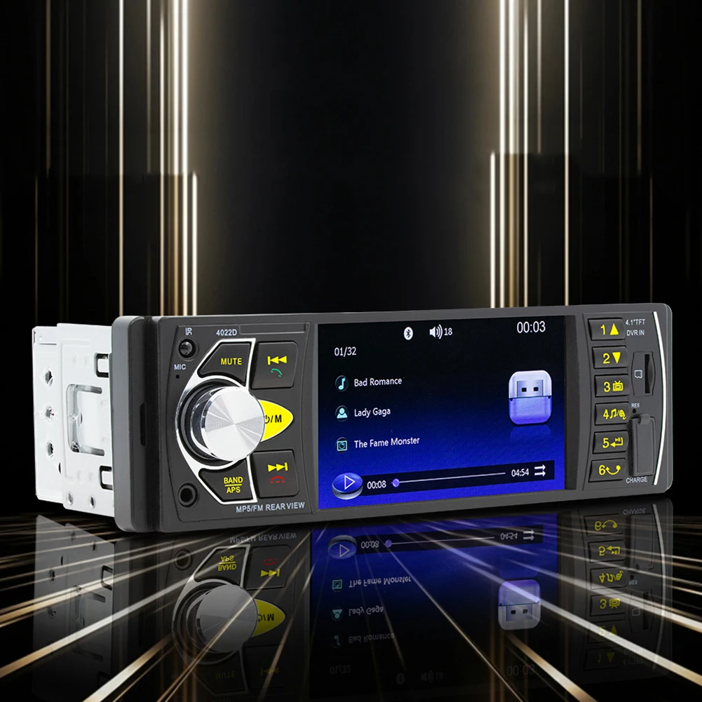 자동차 라디오 지지대 후방 카메라, 블루투스 호환 MP5 플레이어, 원격 오디오, USB AUX FM, 4.1 인치 스크린, 1 Din