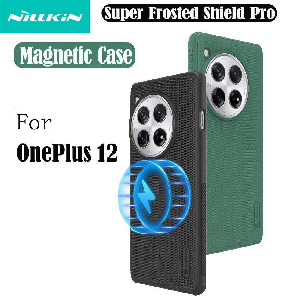 

For OnePlus 12 MagSafe Case Nillkin Frosted Shield Pro Shockproof Magnetic Charging Case TPU Frame PC Back Cover For One Plus 12