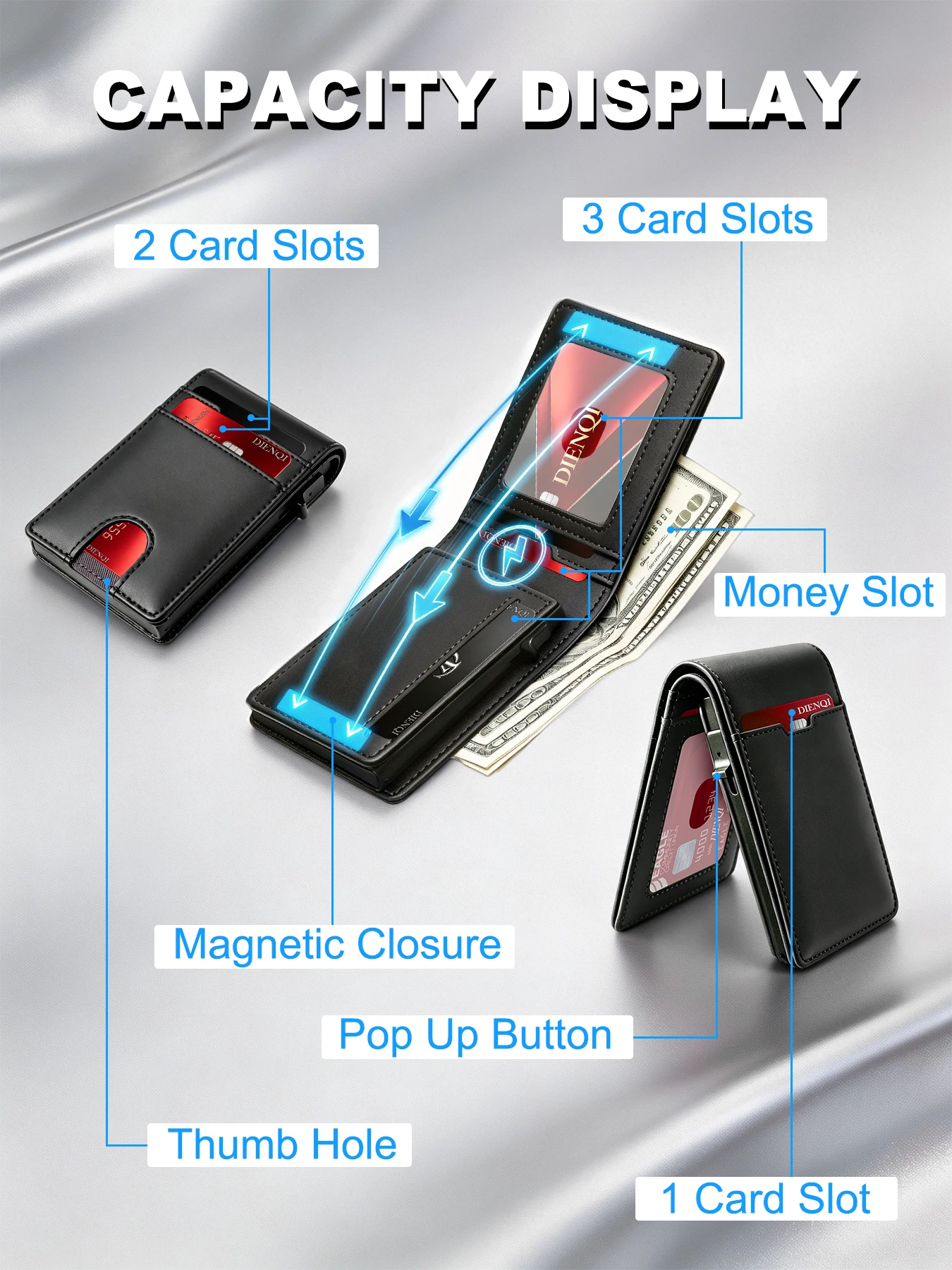 Magnetic Minimalist RFID Smart Wallet - Luxurious Metal Card Holder and Pop-Up Case