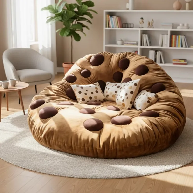 Sitzsack-Sessel in Keksform, weicher Plüsch, bequem, für Wohnzimmer, modernes Wohndekor, Sofa, große Größe