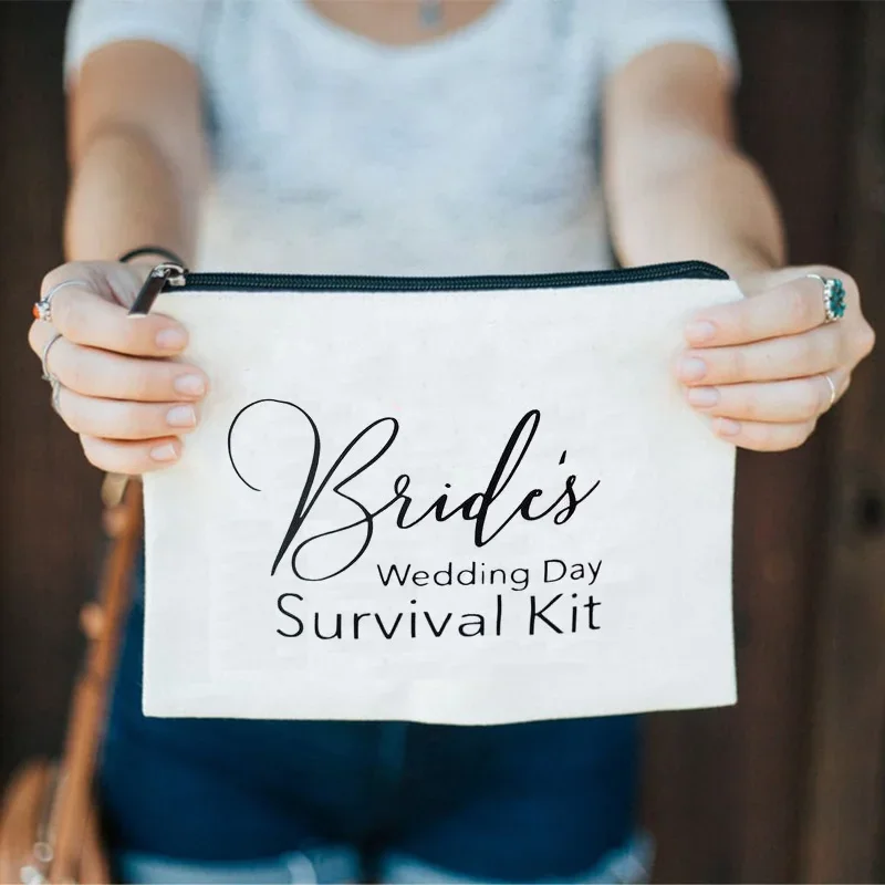 Braut der Hochzeit Tag Überleben Notfall Kater Kit make-up tasche Bachelorette hen party Braut dusche Immer Verheiratet Geschenk präsentieren
