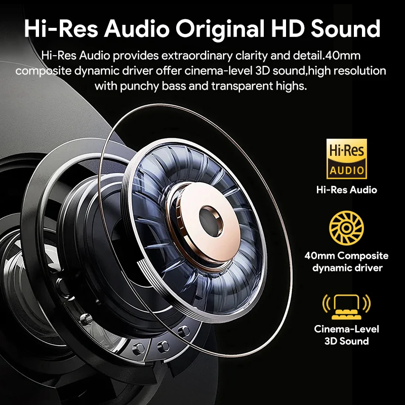 Anc Auscultadores sem Fios Auscultadores com Cancelamento de Ruído Ativo com ou sem Fios Bluetooth 5.4 Auscultadores de Áudio Hi-res 43db 60hrs Qcy-h3 - Image 2