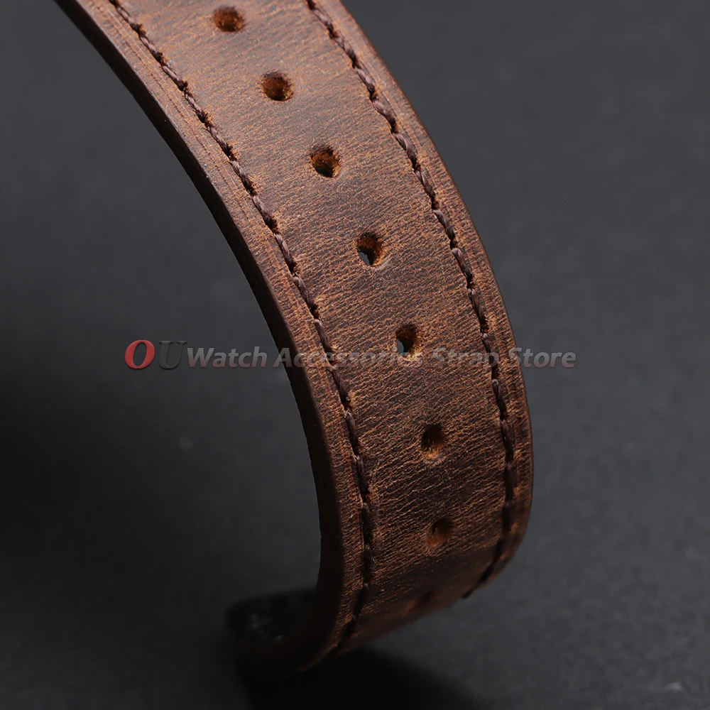Vintage Crazy Horse Cowhide Leather Quick Release Watch Band Strap