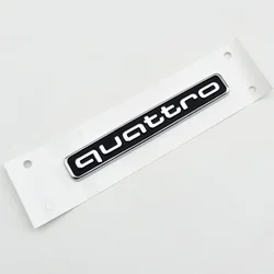 Sleek 3D ABS Black Quattro Emblem Car Trunk Badge Decal Sticker (Black Silver)
