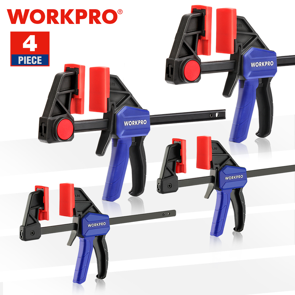 WORKPRO 4PCS Clamps for Woodworking Quick Release Clamp Bar F Clamp Clip Set 4.5-inch & 6-inch Woodworking Tools