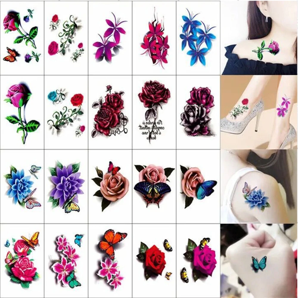 Amazon.com : EGMBGM 52 Sheets Tiny Small Temporary Tattoos For Kids Boys  Girls, Tribal Animals Butterfly Anchor Compass Tattoo Stickers For Men  Women, 3D Cute Flower Fake Face Tatoo Kits Sets For