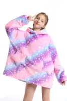 Unicorn Oversized Hoodie Kigurumi Blanket Sweatshirt For Girls Children Winter Fleece Thick Warm Anime Hoodie Kids Hoodies