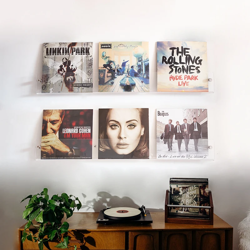 ARCO Acrylic Vinyl LP Record Shelf Wall Mount,Clear Album Record