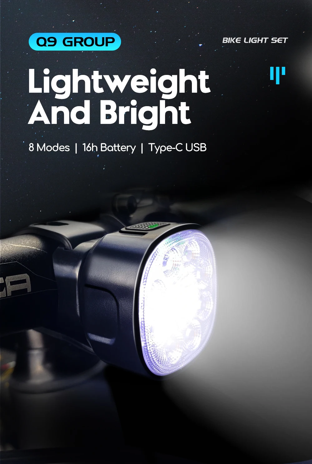 Description Picture 2 of itemCYCLAMI Bike Light Rechargeable Waterproof Bicycle Front Light with Taillight Set Flashlight Bicycle Light Set Cycling LED