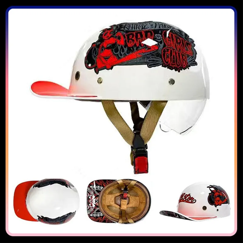 DOT Vintage Motorcycle Half Helmet Leather Scooter Helmet Open Face Jet Helmet E - Foto 4