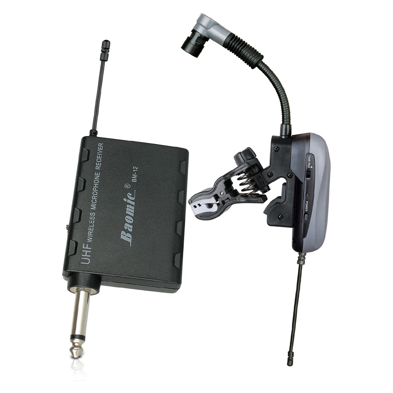 Baomic BM12 V2 Saxe Audio Professional UHF Wireless Instrument System Microphone Saxophone With Lithium Battery Charging
