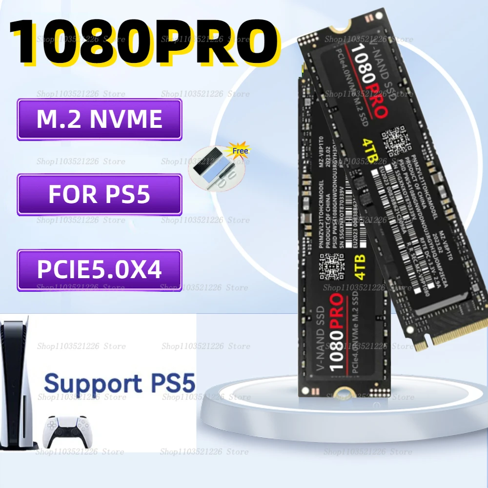 

Original 4TB 1080PRO Internal Hard Disk SSD M2 2280 PCIe 4.0 NVME NGFF Solid State Hard Disk 1TB 2TB For Desktop/PS5 Game Laptop